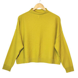 Anthropologie Pilcro Alani Cashmere Mock Neck Sweater Yellow Cozy Winter Size S